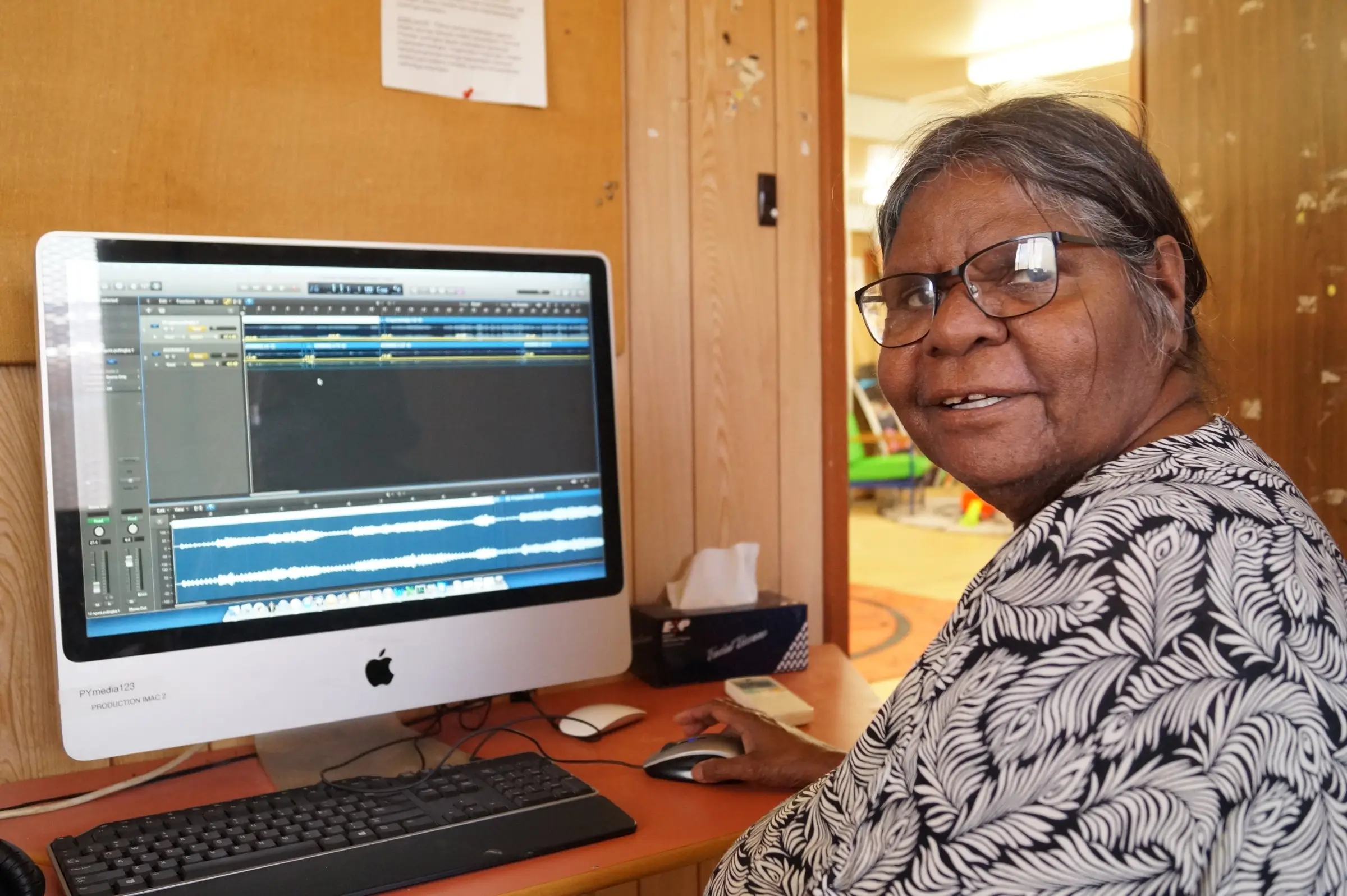 Broadcaster at the studio computer